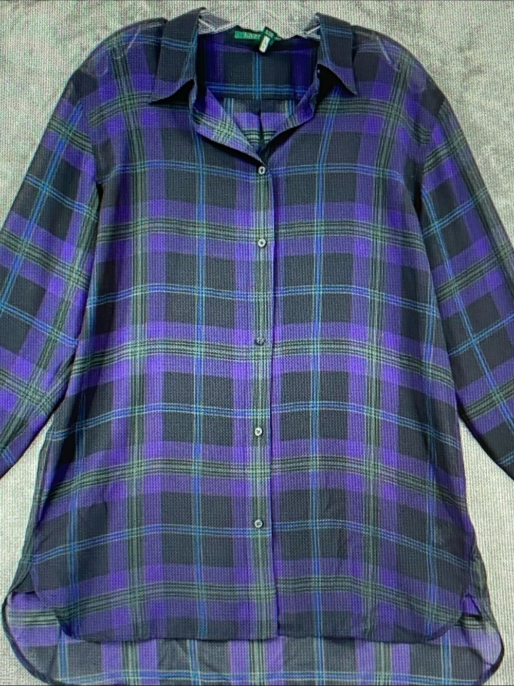 Ralph Lauren Purple & Black Plaid Button-Up Blouse